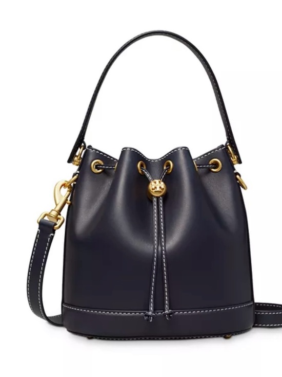 Tory Burch Handbags - Tory Burch T Monogram Leather Bucket Bag Midnight Navy With Gold Accent